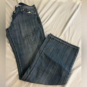 Petrol Boot Cut Jeans with embellished pockets